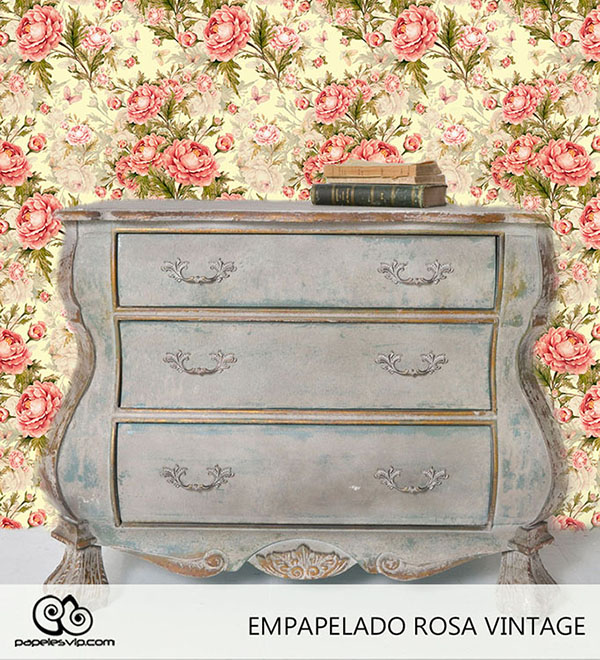 empapelado rosa Vintage